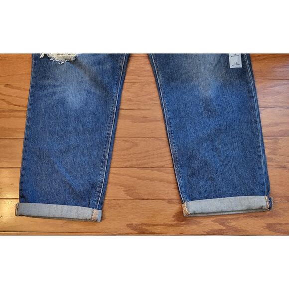 NWT Old Navy Women Jeans Size 18 Cropped Boyfriend Cuffed Distressed Ripped - Picture 7 of 15